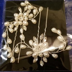 Bridal Wedding Hair Comb Set Floral Sparkle